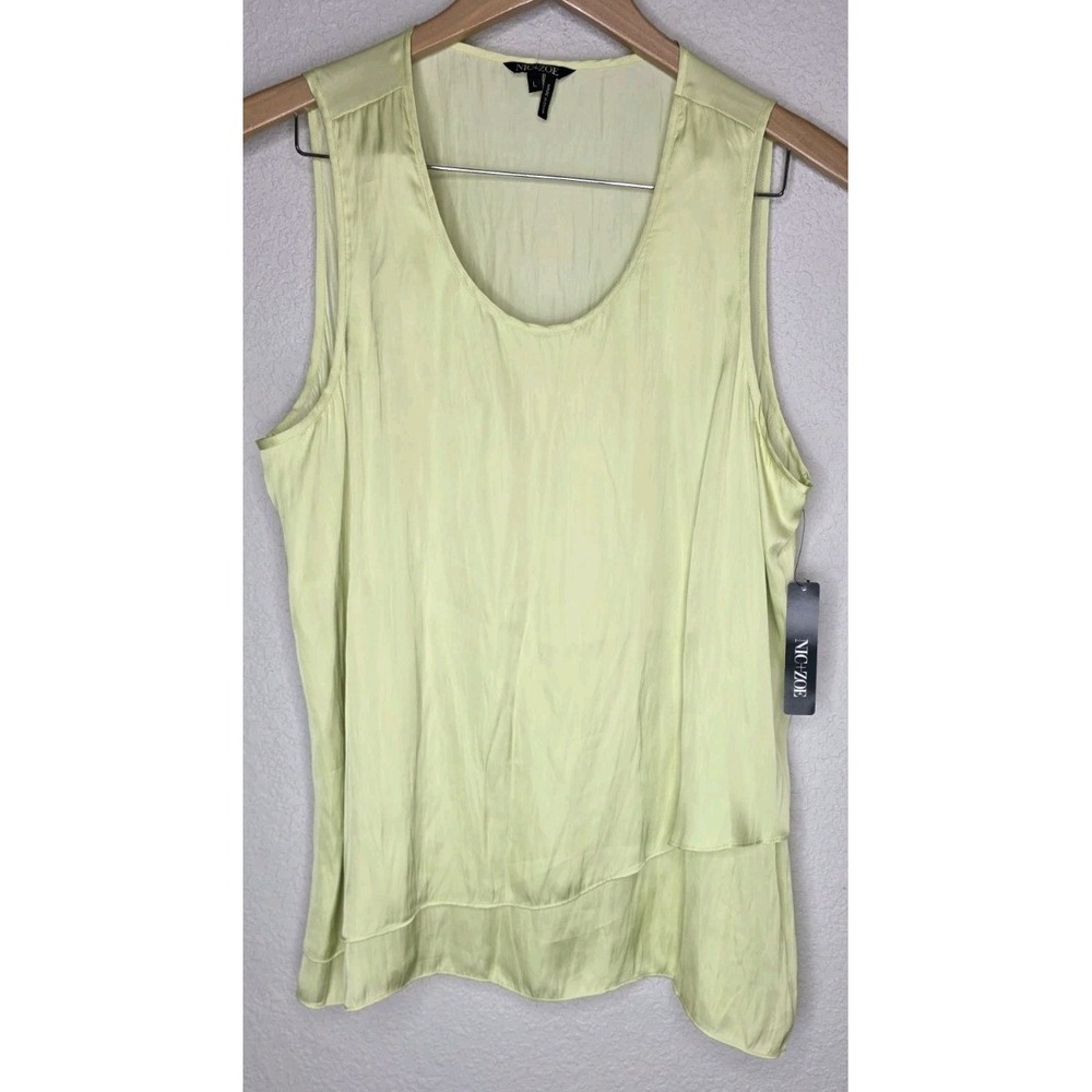 NIC+ZOE Women L Destination Blouse Kiwi Sleeveless Scoop Neck Layered Top Career